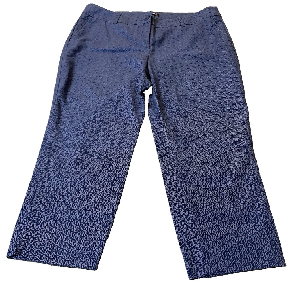 Hilary Radley Capri Pants Women's Sz 12 Blue Abstract Nautical City Party Modern